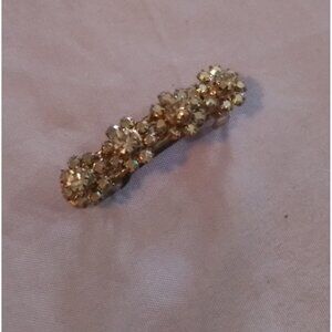 Vintage Rhinestone Floral Hair Barrette Clip